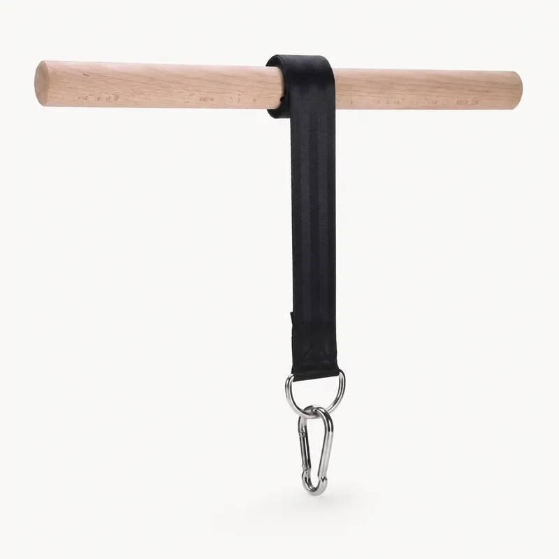 Wrist Roller — Solid wood handle + strap + carabiner